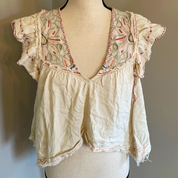 Free People boho top Free People Hailey Embroidered Top - Natural - Picture 3 of 13